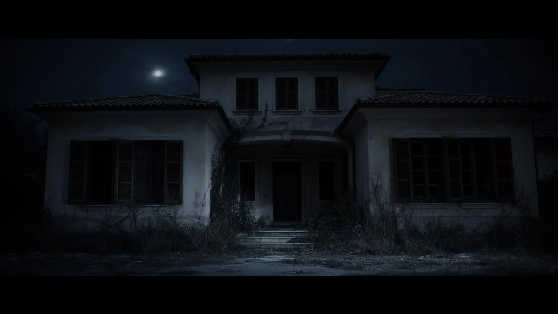 Villa al buio, persiane chiuse